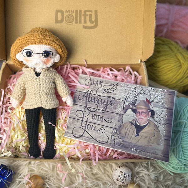 Personalized Crochet Doll with Photo Card "I Am Always With You"