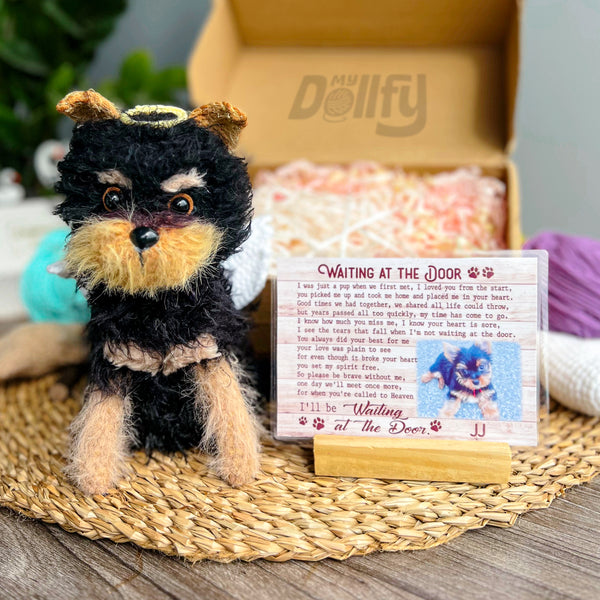 Personalized Crochet Doll with Photo Card "Waiting At The Door"