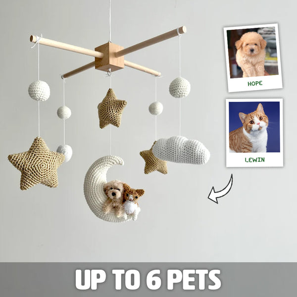 Pet Moon Brown | Custom Crochet Pet Nursery Baby Mobile