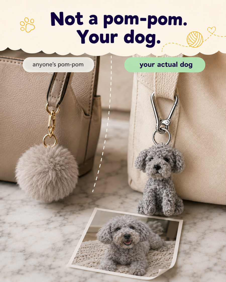 Not a pom-pom — a charm made from your actual dog