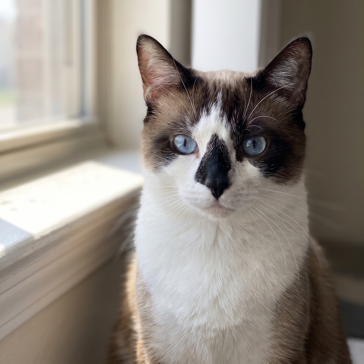A customer's own photo of their blue-eyed snowshoe cat