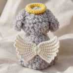 Crochet pet charm from behind — crochet angel wings and a halo (Wings & Halo add-on)